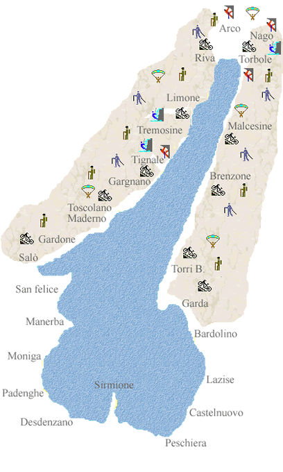 Karte Gardasee mit Bergsport
